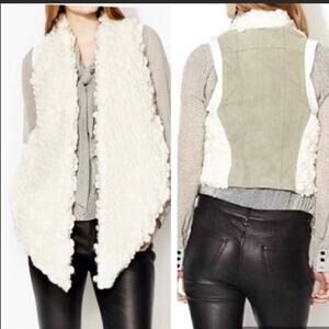 Miha White Wool Blend Suede Vest Women's Size XS Lagenlook Winter Penny Lane